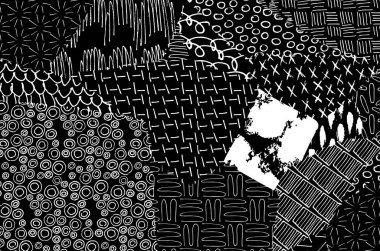 Soyut siyah darbeler, El, Vektör Deseni 'ni çizdi. Geometrik tarzda soyut arkaplan. Soyut çok renkli geometrik desen.