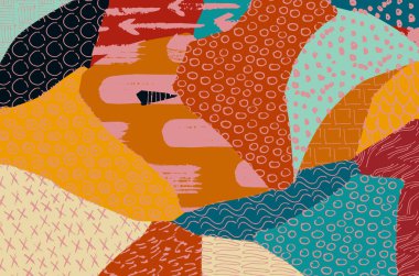 Soyut siyah darbeler, El, Vektör Deseni 'ni çizdi. Geometrik tarzda soyut arkaplan. Soyut çok renkli geometrik desen.