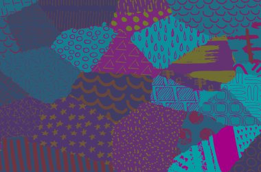 Soyut siyah darbeler, El, Vektör Deseni 'ni çizdi. Geometrik tarzda soyut arkaplan. Soyut çok renkli geometrik desen.