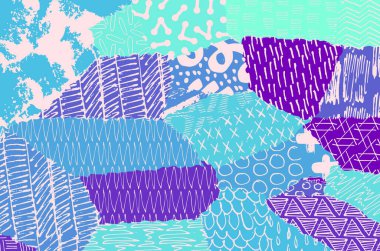 Soyut siyah darbeler, El, Vektör Deseni 'ni çizdi. Geometrik tarzda soyut arkaplan. Soyut çok renkli geometrik desen.