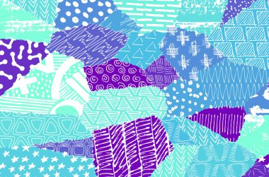 Soyut siyah darbeler, El, Vektör Deseni 'ni çizdi. Geometrik tarzda soyut arkaplan. Soyut çok renkli geometrik desen.