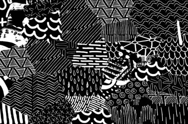 Soyut siyah darbeler, El, Vektör Deseni 'ni çizdi. Geometrik tarzda soyut arkaplan. Soyut çok renkli geometrik desen.