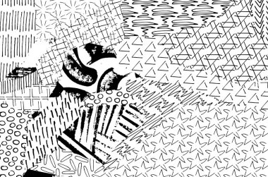 Soyut siyah darbeler, El, Vektör Deseni 'ni çizdi. Geometrik tarzda soyut arkaplan. Soyut çok renkli geometrik desen.