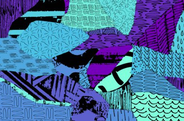 Soyut siyah darbeler, El, Vektör Deseni 'ni çizdi. Geometrik tarzda soyut arkaplan. Soyut çok renkli geometrik desen.