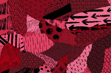 Soyut siyah darbeler, El, Vektör Deseni 'ni çizdi. Geometrik tarzda soyut arkaplan. Soyut çok renkli geometrik desen.