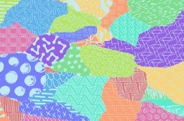 Soyut siyah darbeler, El, Vektör Deseni 'ni çizdi. Geometrik tarzda soyut arkaplan. Soyut çok renkli geometrik desen.