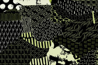 Soyut siyah darbeler, El, Vektör Deseni 'ni çizdi. Geometrik tarzda soyut arkaplan. Soyut çok renkli geometrik desen.