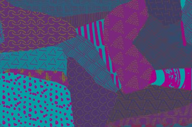 Soyut siyah darbeler, El, Vektör Deseni 'ni çizdi. Geometrik tarzda soyut arkaplan. Soyut çok renkli geometrik desen.