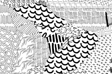 Soyut siyah darbeler, El, Vektör Deseni 'ni çizdi. Geometrik tarzda soyut arkaplan. Soyut çok renkli geometrik desen.