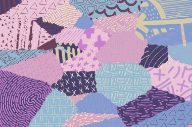 Soyut siyah darbeler, El, Vektör Deseni 'ni çizdi. Geometrik tarzda soyut arkaplan. Soyut çok renkli geometrik desen.