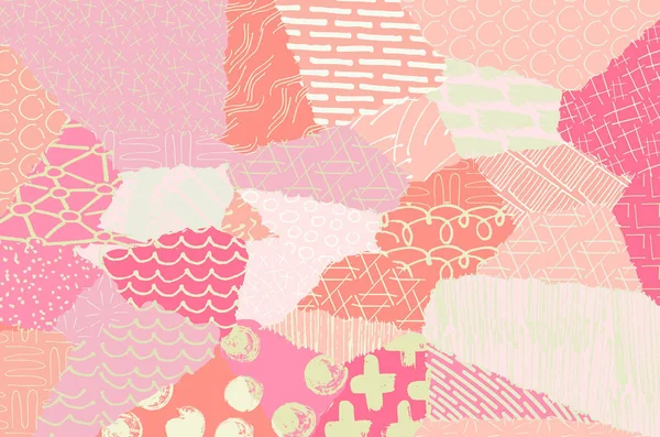 Cursos Pretos Abstratos Esboçado Mão Vector Pattern Fundo Abstrato Estilo — Vetor de Stock