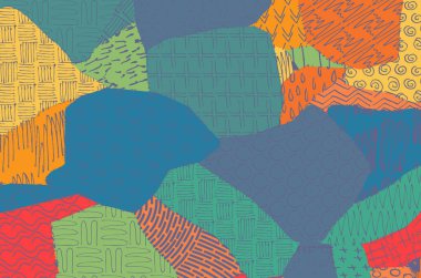 Soyut siyah darbeler, El, Vektör Deseni 'ni çizdi. Geometrik tarzda soyut arkaplan. Soyut çok renkli geometrik desen.