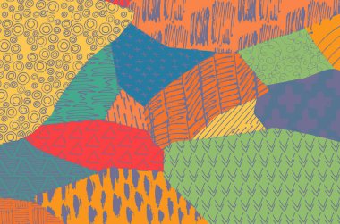 Soyut siyah darbeler, El, Vektör Deseni 'ni çizdi. Geometrik tarzda soyut arkaplan. Soyut çok renkli geometrik desen.