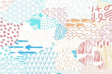 Soyut siyah darbeler, El, Vektör Deseni 'ni çizdi. Geometrik tarzda soyut arkaplan. Soyut çok renkli geometrik desen.