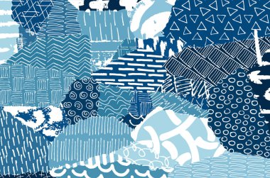 Soyut siyah darbeler, El, Vektör Deseni 'ni çizdi. Geometrik tarzda soyut arkaplan. Soyut çok renkli geometrik desen.