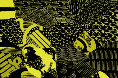 Soyut siyah darbeler, El, Vektör Deseni 'ni çizdi. Geometrik tarzda soyut arkaplan. Soyut çok renkli geometrik desen.