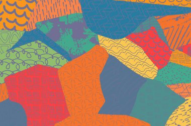 Soyut siyah darbeler, El, Vektör Deseni 'ni çizdi. Geometrik tarzda soyut arkaplan. Soyut çok renkli geometrik desen.