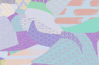 Soyut siyah darbeler, El, Vektör Deseni 'ni çizdi. Geometrik tarzda soyut arkaplan. Soyut çok renkli geometrik desen.