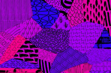 Soyut siyah darbeler, El, Vektör Deseni 'ni çizdi. Geometrik tarzda soyut arkaplan. Soyut çok renkli geometrik desen.