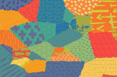 Soyut siyah darbeler, El, Vektör Deseni 'ni çizdi. Geometrik tarzda soyut arkaplan. Soyut çok renkli geometrik desen.