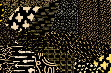 Soyut siyah darbeler, El, Vektör Deseni 'ni çizdi. Geometrik tarzda soyut arkaplan. Soyut çok renkli geometrik desen.