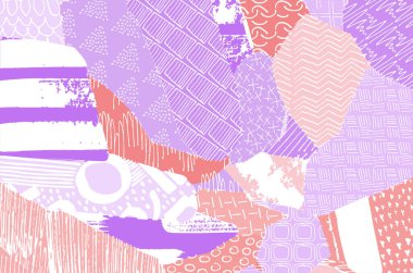 Soyut siyah darbeler, El, Vektör Deseni 'ni çizdi. Geometrik tarzda soyut arkaplan. Soyut çok renkli geometrik desen.