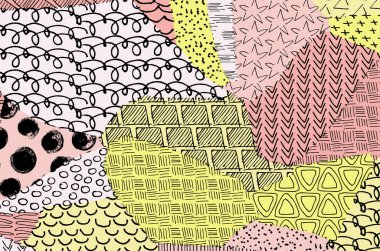 Soyut siyah darbeler, El, Vektör Deseni 'ni çizdi. Geometrik tarzda soyut arkaplan. Soyut çok renkli geometrik desen.