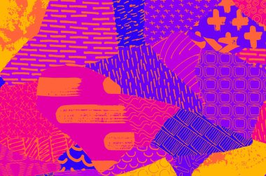 Soyut siyah darbeler, El, Vektör Deseni 'ni çizdi. Geometrik tarzda soyut arkaplan. Soyut çok renkli geometrik desen.