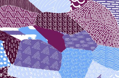 Soyut siyah darbeler, El, Vektör Deseni 'ni çizdi. Geometrik tarzda soyut arkaplan. Soyut çok renkli geometrik desen.