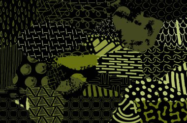 Soyut siyah darbeler, El, Vektör Deseni 'ni çizdi. Geometrik tarzda soyut arkaplan. Soyut çok renkli geometrik desen.