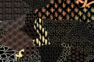 Soyut siyah darbeler, El, Vektör Deseni 'ni çizdi. Geometrik tarzda soyut arkaplan. Soyut çok renkli geometrik desen.