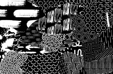 Soyut siyah darbeler, El, Vektör Deseni 'ni çizdi. Geometrik tarzda soyut arkaplan. Soyut çok renkli geometrik desen.