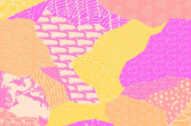 Soyut siyah darbeler, El, Vektör Deseni 'ni çizdi. Geometrik tarzda soyut arkaplan. Soyut çok renkli geometrik desen.