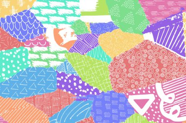 Soyut siyah darbeler, El, Vektör Deseni 'ni çizdi. Geometrik tarzda soyut arkaplan. Soyut çok renkli geometrik desen.