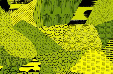 Soyut siyah darbeler, El, Vektör Deseni 'ni çizdi. Geometrik tarzda soyut arkaplan. Soyut çok renkli geometrik desen.