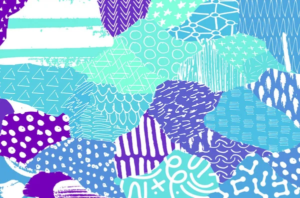 Cursos Pretos Abstratos Esboçado Mão Vector Pattern Fundo Abstrato Estilo — Vetor de Stock