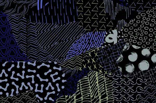 Abstracte Zwarte Strepen Met Hand Geschetst Vectorpatroon Abstracte Achtergrond Geometrische — Stockvector