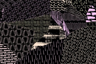 Soyut siyah darbeler, El, Vektör Deseni 'ni çizdi. Geometrik tarzda soyut arkaplan. Soyut çok renkli geometrik desen.