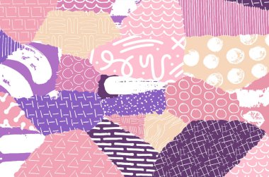 Soyut siyah darbeler, El, Vektör Deseni 'ni çizdi. Geometrik tarzda soyut arkaplan. Soyut çok renkli geometrik desen.