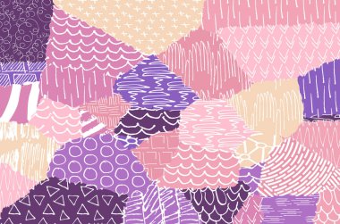 Soyut siyah darbeler, El, Vektör Deseni 'ni çizdi. Geometrik tarzda soyut arkaplan. Soyut çok renkli geometrik desen.