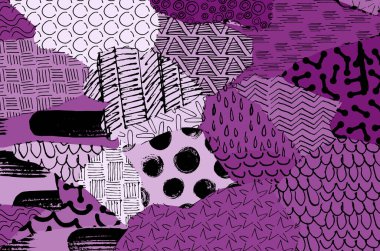 Soyut siyah darbeler, El, Vektör Deseni 'ni çizdi. Geometrik tarzda soyut arkaplan. Soyut çok renkli geometrik desen.