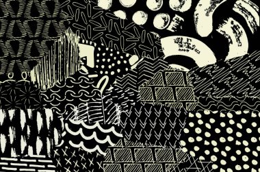 Soyut siyah darbeler, El, Vektör Deseni 'ni çizdi. Geometrik tarzda soyut arkaplan. Soyut çok renkli geometrik desen.