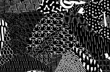 Soyut siyah darbeler, El, Vektör Deseni 'ni çizdi. Geometrik tarzda soyut arkaplan. Soyut çok renkli geometrik desen.