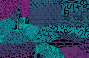 Soyut siyah darbeler, El, Vektör Deseni 'ni çizdi. Geometrik tarzda soyut arkaplan. Soyut çok renkli geometrik desen.