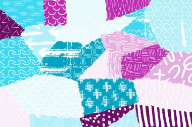 Soyut siyah darbeler, El, Vektör Deseni 'ni çizdi. Geometrik tarzda soyut arkaplan. Soyut çok renkli geometrik desen.