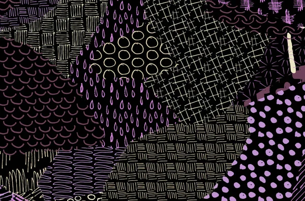 抽象的な黒いストローク 手はベクトルパターンをスケッチ 幾何学的スタイルの抽象的な背景 概要多色幾何学模様 — ストックベクタ