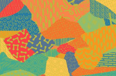 Soyut siyah darbeler, El, Vektör Deseni 'ni çizdi. Geometrik tarzda soyut arkaplan. Soyut çok renkli geometrik desen.