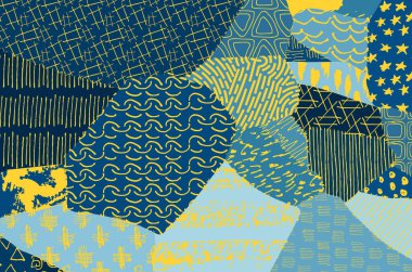 Soyut siyah darbeler, El, Vektör Deseni 'ni çizdi. Geometrik tarzda soyut arkaplan. Soyut çok renkli geometrik desen.