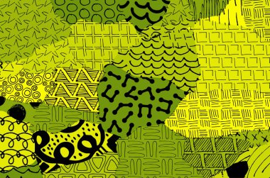 Soyut siyah darbeler, El, Vektör Deseni 'ni çizdi. Geometrik tarzda soyut arkaplan. Soyut çok renkli geometrik desen.