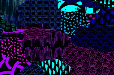 Soyut siyah darbeler, El, Vektör Deseni 'ni çizdi. Geometrik tarzda soyut arkaplan. Soyut çok renkli geometrik desen.